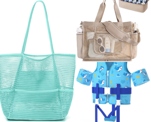 Beach/ pool day essentials cover photo collage