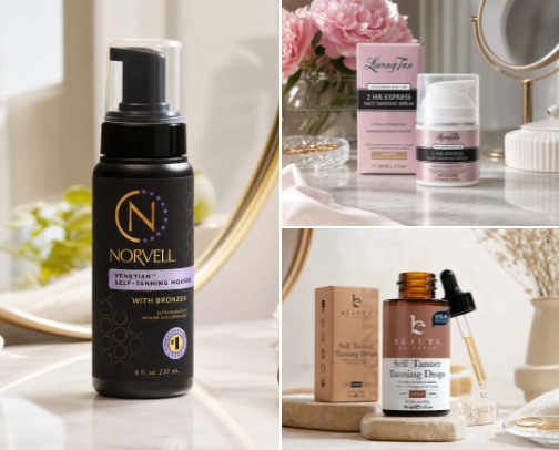 Sun-Kissed Without the Sun — Amazon's Best Self Tanners, Bronzing Drops, Mousses & Glow Lotions cover photo collage