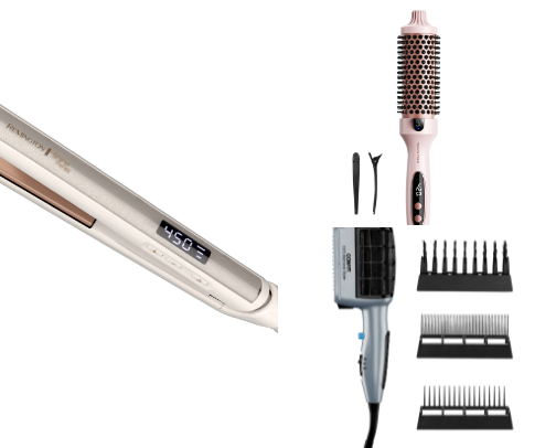 Haircare and Hairstyling tools cover photo collage