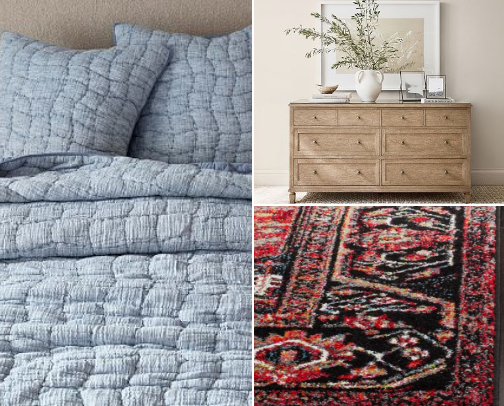 Coastal Traditional Bedroom Collection with Boho touches cover photo collage