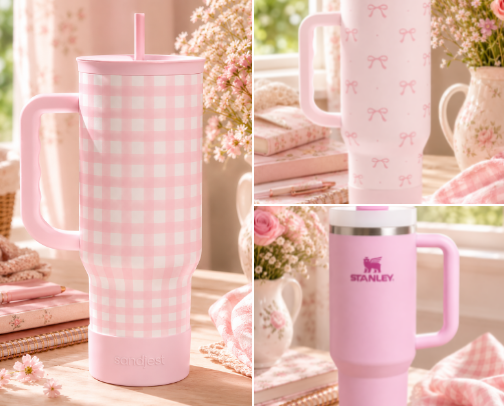 🎀 Pink On-the-Go Essentials cover photo collage