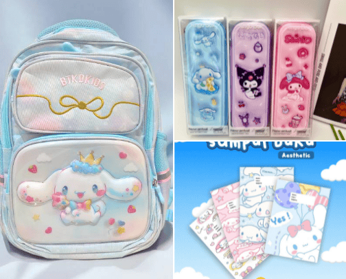 Perlengkapan Sekolah Cinnamoroll untuk Anak SD 2024 cover photo collage