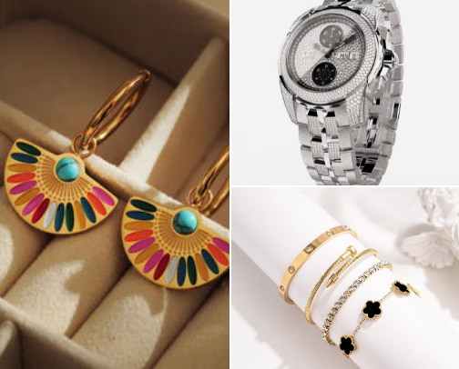 Where jewelry sparkles and purses speak rich energy. cover photo collage