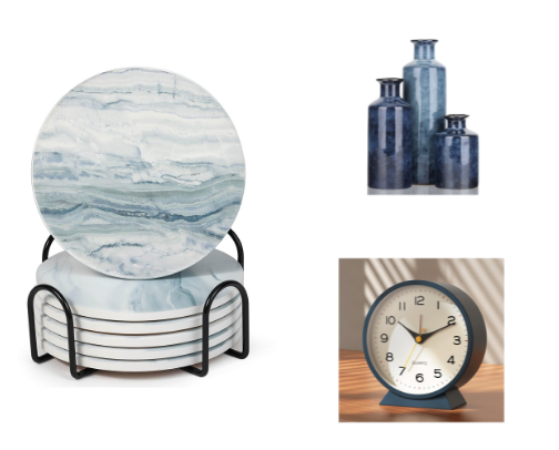 Blue Office Aesthetic: Coastal Home Office Desk Setup Essentials cover photo collage