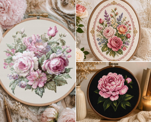 Cross Stitch Patterns, Kits & Embroidery Ideas cover photo collage
