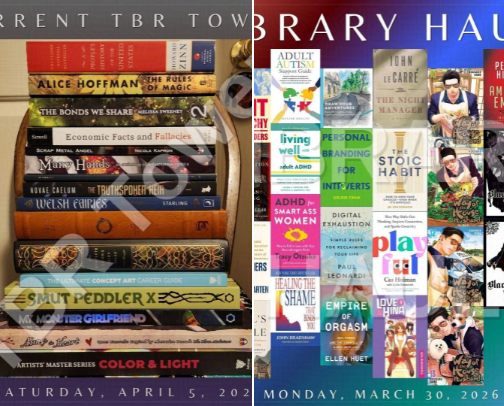 Current TBR Tower! cover photo collage