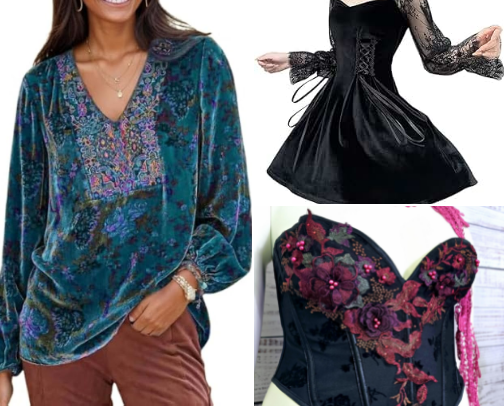 Female velvet clothing cover photo collage