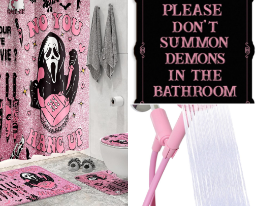 gothic pink bathroom vibes💗💀 cover photo collage