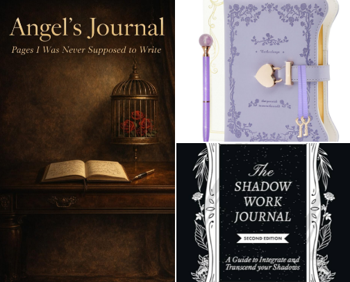 Dark romance reads ,Journals for Healing, Reflection & Deep Thoughts. cover photo collage