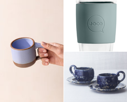 Coffee Mugs, Glass Cups & Travel Cups (Low-Tox) cover photo collage