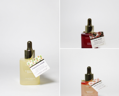 My top tropical summer Sand & Fog perfume oils cover photo collage