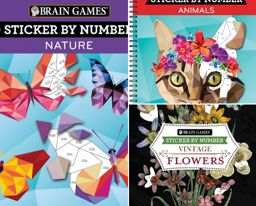 Save & Read - Brain Games - Sticker by Number: Nature (28 Images to Sticker) Collection cover photo collage