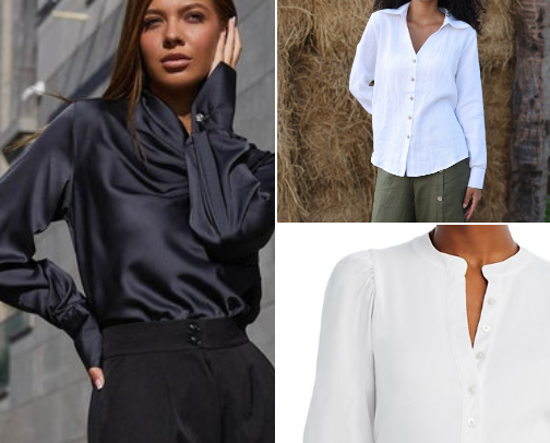 Elegant satin blouses every woman needs cover photo collage