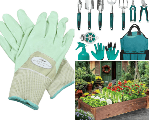 Gardening gloves cover photo collage