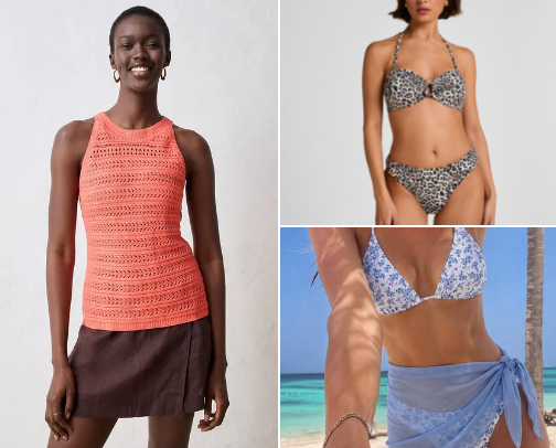 Summer tops, shirts and bikinis cover photo collage