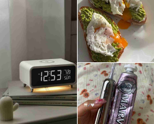 Best morning routine : for women 🤍🪻 cover photo collage