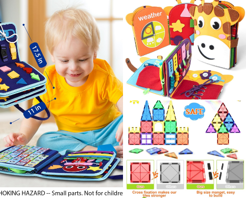 Toys that kept my kids busy cover photo collage