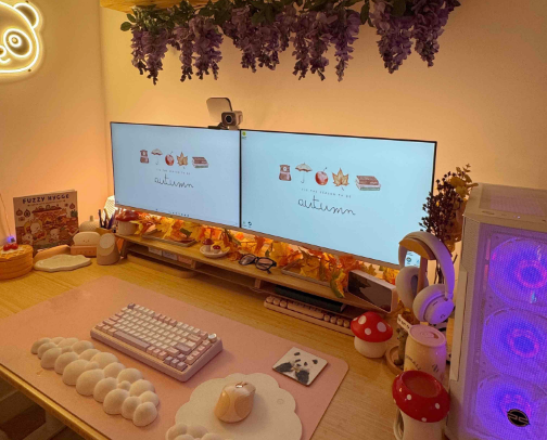 Cozy Gaming and WFH Desk Setup cover photo collage