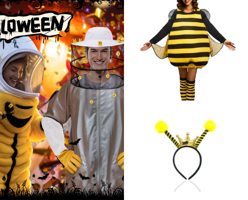 Our Hive-Inspired Family Halloween Costume — The Beekeeper, The Bees, and The Flower cover photo collage