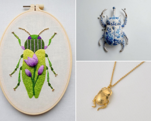 Unique gifts inspired by beetles – perfect for insect fans. cover photo collage