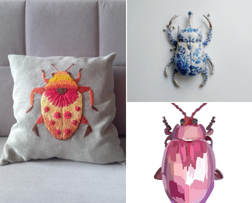 Unique gifts inspired by beetles – perfect for insect fans. cover photo collage
