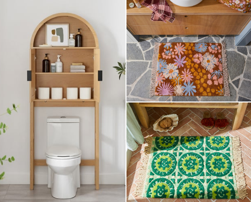 Create a bright eclectic bathroom cover photo collage