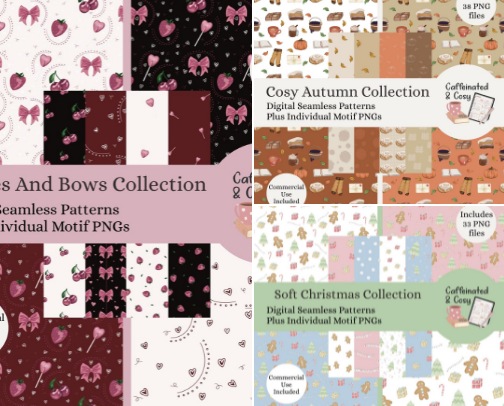 Seamless Digital Patterns with Commercial Licences Included cover photo collage