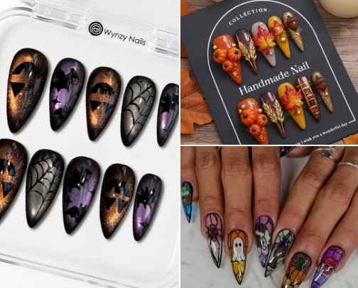 Unique Fall Press On Nails cover photo collage