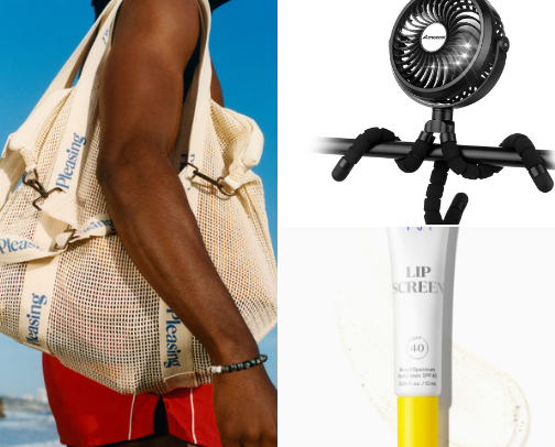 what’s in my beach bag cover photo collage