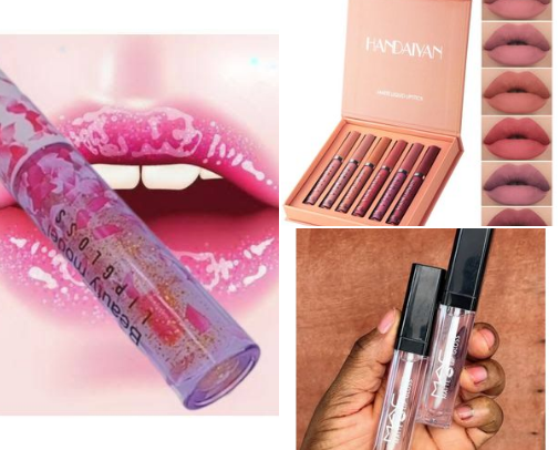 Glow up products for your lips 👄:Pink, plum, kissy, sexy, and classy. cover photo collage