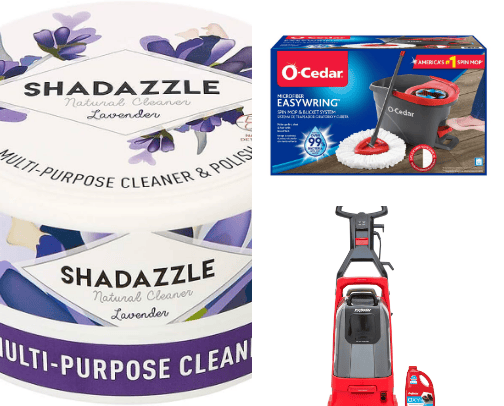 Household cleaning products cover photo collage
