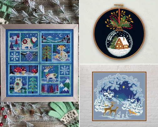 25 Winter Wonderland Cross Stitch Patterns I Recommend cover photo collage