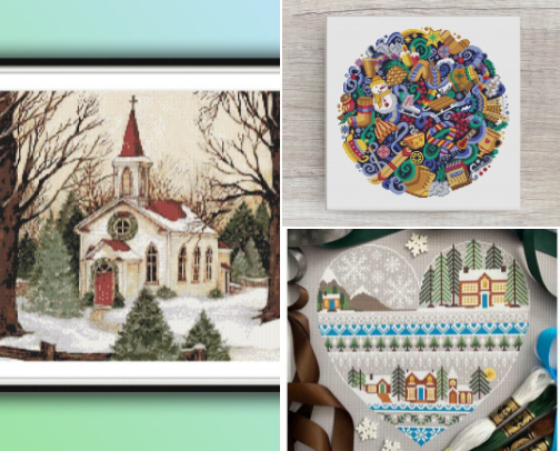 Winter Wonderland Cross Stitch Patterns: Cozy Creations cover photo collage