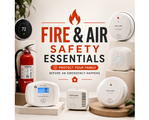 🔥 Fire & Air Safety Essentials (Protect Your Family Before an Emergency Happens) cover photo collage