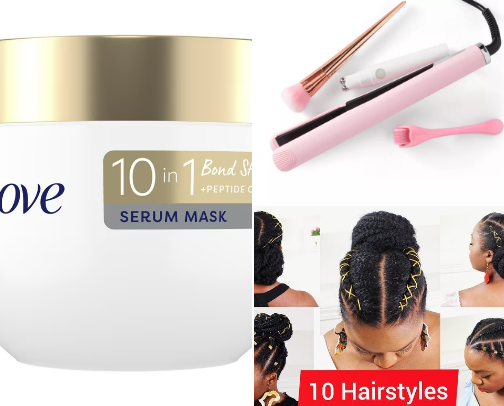 Hair products: Hair goals and care cover photo collage