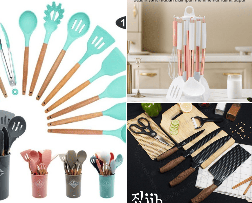 Silicone utensil set cover photo collage