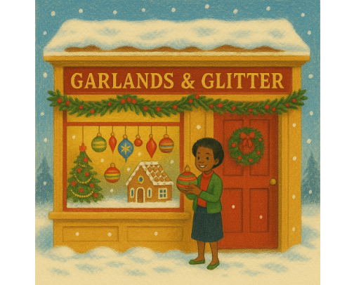Christmas Town: Garlands & Glitter cover photo collage