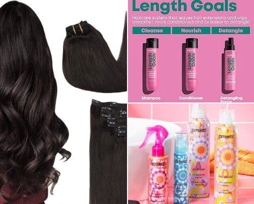 Hair extensions cover photo collage