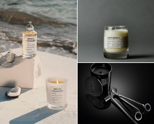 candle guide: scents and accessories cover photo collage