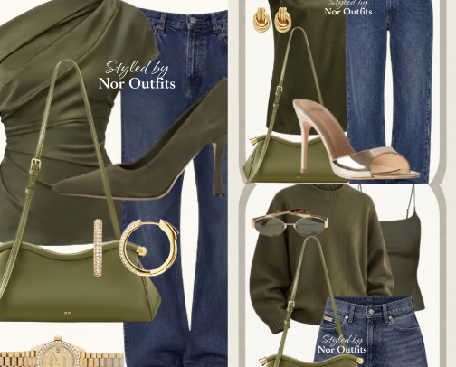 3 Olive Green & Denim Outfit Formulas for an Elegant Transition | Early Autumn Style cover photo collage