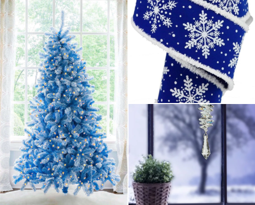 Frosted Blue: Silver & Pearl Christmas Tree Theme cover photo collage