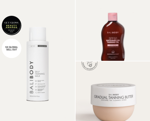 Tanning products for glowing skin ☀️ cover photo collage