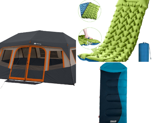Camping accessories cover photo collage