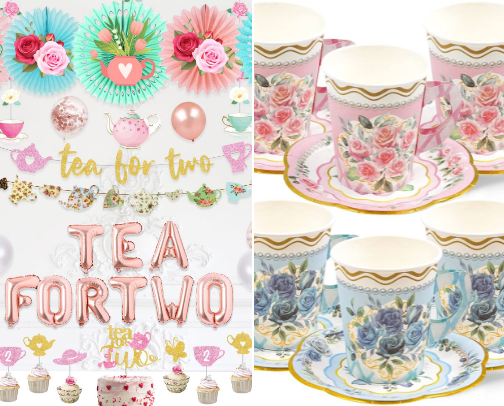 Tea for Two Party Theme Decor cover photo collage