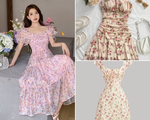 Floral Fashion Dress cover photo collage