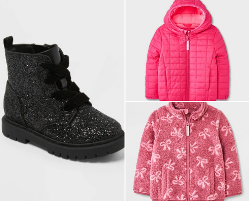 Toddler girl winter necessities cover photo collage