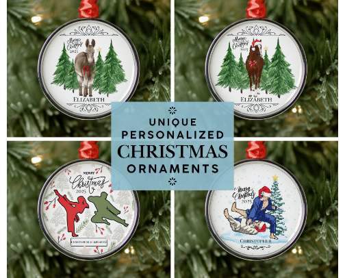 Unique Personalized Christmas Ornaments cover photo collage