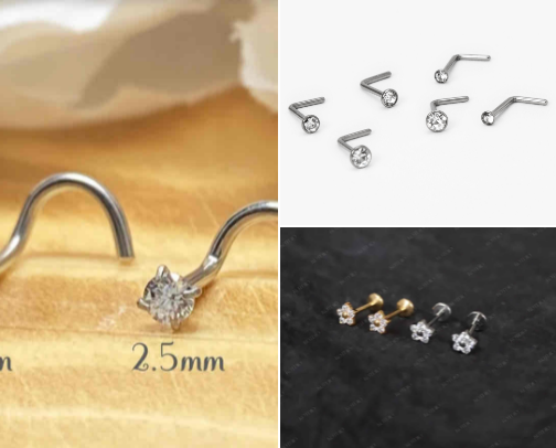 Titanium Nose Jewelry with Gem👃 cover photo collage