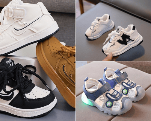 Children's shoes cover photo collage