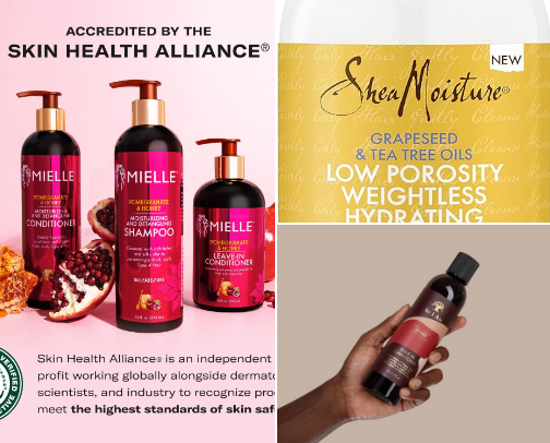 Low porosity Hair products cover photo collage